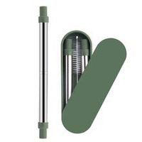 Reusable Straw Collapsible Stainless Steel with Case (Green)