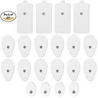 Med X Tens 20 Tens Pads - Combo Set Electrode Pads for TENS EMS, Self-Adhesive Self Stick and Reusable Tens Unit Pads 10 Pairs Small Medium and Large Snap on Pads