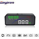 Geyiren P9 HUD Smart GPS Car Head Up Display OBD2 Universal Car HUD with 2 Display Way Over Speed Warning Alarm Water Temperature Voltage Compatible for All Car with OBD II,EUOBD