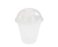[200 SETS] Plastic Disposable Cups with Dome Lids - Premium 12 oz Crystal Clear PET Cold Drinks Iced Coffee Tea Juices Smoothies Slush Soda Cocktails Beer Kids Safe (12oz Cups + Open Hole Domed Lids)