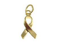 Vermeil Awareness Ribbon Charm with Jumpring - 20x10mm - Survivor Ribbon - Fighter Ribbon - Cancer Awareness