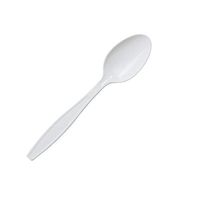 SafePro SSH, 6.5" White Heavyweight Plastic Soup Spoons, Plastic Disposable Catering Take Out Soup Spoons (50)