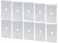 10 Pack Keystone Wall Plate for Ethernet Cable RJ45 Cat5e Cat6 Keystone Jack, 1 Port, White