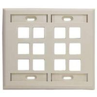 Leviton 42080-12I Wallplate, QuickPort, 2-Gang, 12-Port, Box Mount, ID Windows, Ivory