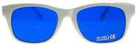 Colored Lens Color Therapy Glasses - White Frame Classic Style (Blue)