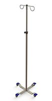 FHC S/S 4-Leg Caster Base I.V. Stand w/ 2 Hooks