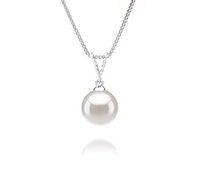 Vondra White 9-10mm AAAA Quality Freshwater 925 Sterling Silver Cultured Pearl Pendant For Women