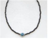 Blue and Crystal Rondelles Magnetic Therapy Necklace 18"