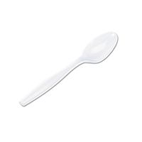 SafePro TSH, 6" White Heavyweight Plastic Tea Spoons, Plastic Disposable Catering Take Out Soup Teaspoons (50)