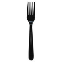 Heavyweight Cutlery, Forks, 7, Polypropylene, Black, 1000/Carton (6 Cartons)