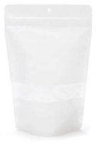 White Rice Paper Stand Up Zipper Pouch | 100 Count | Size: 5 7/8" x 3 1/2" x 9 1/8" | Heat Sealable, Compostable Food Storage, Hanging Gift Bags for Birthdays, Coffee, Candy, Snacks | ZBGR7WH﻿