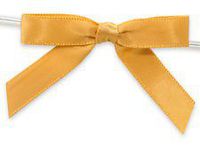 6ct. Pre-Tied Gold 2" Satin Gift Bows Wire Ties Ready-to-Use 3/8" Ribbon