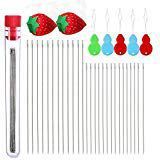 40 PCS Beading Needles, Seed Beads Needles Extra Fine Thin Beading Embroidery Needles Long Straight Beading Thread Needles for Bracelets Jewelry Making with Needle Threaders and Sewing Pin Cushion