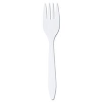 Dart Style Setter Medium weight Plastic Forks, White - 1000/Carton