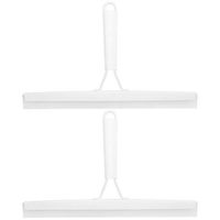 mDesign Metal Bathroom Shower Squeegee For Shower Door, Windows, Mirrors - Includes Suction Cup Hanging Hook - 2 Pack - White