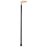 Walking Cane - Men's antique ivory horse head with bridal, constructed of high impact durable plastic with brass collar on black wood shaft, 36" long with rubber tip.