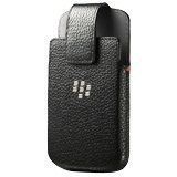 Holster Leather Swivel Holster for Rim BlackBerry Q10 - Retail Packaging - Black