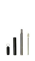 Stainless Steel Straws- Telescoping Straw Set with Carrying Case and Cleaning Brush 4pc (Silver/Black)