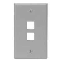 Leviton 41080-2GP Wallplate, Quickport, Box Mount, 2-Port, 1-Gang, Gray