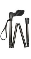Shorter Black Adjustable Folding and Adjustable Anatomical Handled Walking Cane