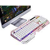 Haizhi AK60 Pink Gold Mechanical Feel Multimedia Professional Gaming Keyboard, LED Rainbow Color USB For LOL