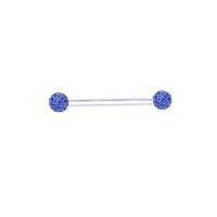 14G Dual Crystal Ball Ear Barbell Industrial Bar Steel Scaffold Ring Piercing For gift Womans Creative Women Styling Style Cute Decoration | Colors - Dark Blue