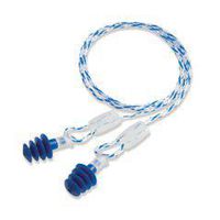 Howard Leight by Honeywell Multiple Use Clarity 4-Flange Molded TPE (Thermoplastic Elastomer) Multi-Material Woven Corded Earplugs with Nylon Cord 10 Pair/Box