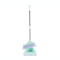 Broom Dustpan Suit Broom Set Combination Household Soft Hair Scraping Ground Scraping Bathroom Sweeping Broom Shovel Adjustable Pole (Green)