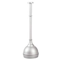 mDesign Plastic Bathroom Toilet Bowl Plunger Set with Lift & Lock Cover, Compact Discreet Freestanding Storage Caddy with Base, Sleek Modern Design - Heavy Duty - Silver