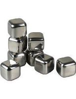 Tuscani 8 Stainless Steel Reusable Ice Cubes with Tongs