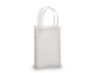 Pack Of 25, Rose Size 5 x 3 x 8" Solid Clear Frosted Plastic 3 Mil Shopping Bags W/6 Mil Handle