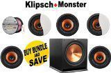 Klipsch CDT-5800-C II 8" In-Ceiling Pivoting Speaker (Qty 5) + Klipsch - R112SW + Monster Cable - PLATXPMS50 Bundle