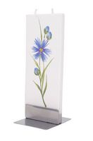 Blue Knapweed Hand Made & Painted Wax Flat Candle with Candle Holder from Europe, Floral