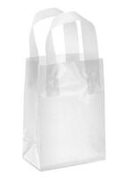 Frosted Plastic Shopper Gift Bags with Handle (5"x3"x7") (Clear, 50)