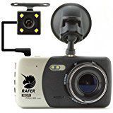 Rafer H84 Car Camera 6-layer Glass 150° and Rear Camera 140° Wide Angle lens Dash Cam Parking monitor Night Vision 1080P HD Video Parking Monitor G-Sensor Motion Detection 4.0inch TFT LCD Screen