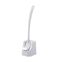 Yamalans Plastic Long Handle Toilet Brush,Bathroom Side Curved Clean Brushes Tool with Base for Corner Bending Deep Cleaning Brush Dust Window Gap Cleaning Tool Grey