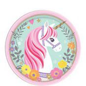 ONE STOP Magical Unicorn Dessert Plates 8 Count Birthday Party Supplies