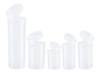 DRAM 5 Pack Squeezetops® Medicine Bottle RX Wellness Containers 08,13, 19, 30, 60 Drams (Clear - Transparent)