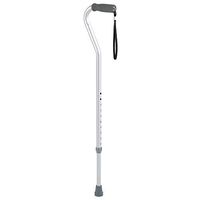 Carex Aluminum Offset Cane with Soft Cushioned Handle - Adjustable Walking Cane for Men and Women - Silver Color