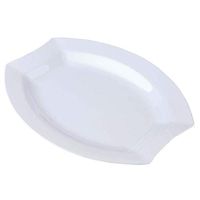 BalsaCircle 20 pcs 11-Inch White Plastic Oval Plates - Disposable Wedding Party Catering Tableware