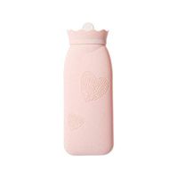 525ML Large Size Long Style Silicone Hot Water Bottle with Gift Box Hot Water Bag for Pain Cold with Knit Cover (Color : Pink)
