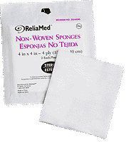 ReliaMed Gauze ZG4404S 4 x 4 Inch Reliamed Sterile Non-Woven Gauze Sponges, 4 Ply - Box of 50