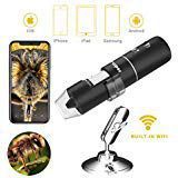 Wireless Digital Microscope,Gruper WiFi Handheld Microscope with 2MP Camera 1080P HD Video Recorder,50x to 1000x Magnification,8 LED Lights Kids Microscope for iPhone/iPad/Android Phone(Black)