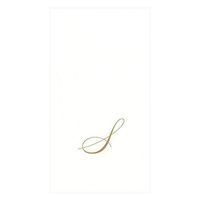 Caspari White Pearl & Gold Paper Linen Guest Towel Napkins in Letter S - Pack of 24