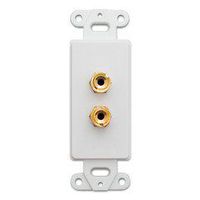 CableWholesale Decora Wall Plate Insert, White, 2 Banana Plug Binding Posts