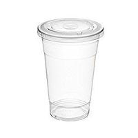 100 Clear PET Disposable to Go Cups with Flat Lids (24 Ounce)
