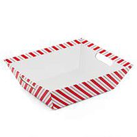 12 X 10 X 3-1/2 Red/Wht Heavy Cardboard Bskt Tray