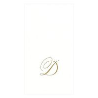 Caspari White Pearl & Gold Paper Linen Guest Towel Napkins in Letter D - Pack of 24