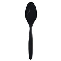 Party Essentials Heavy Duty Hard Plastic Disposable Soup Spoons, 7”, Black (Case of 1,000), Model Number: N100917