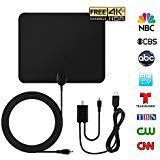 FULL HD Indoor TV Antenna - Support 1080P/4K Reception Up to 50 Mile Range, Digital Antenna with 10ft Coaxial Cable HDTV Ultra Thin Antennas and Signal Booster Receiver Leaf for TV